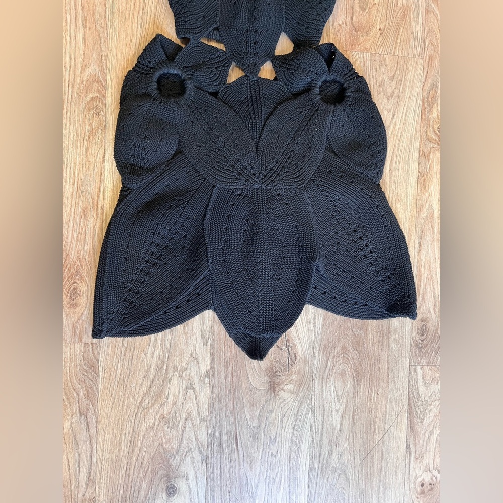 Cult Gaia Floreana Cut Out Hand Crocheted Knit Dress Size XS Black. - Picture 4 of 11
